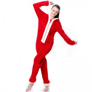 Onesie costum de Crăciun cu glugă pentru femei cu coarne de dama