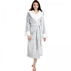 Robe din lână lucioasă cu flanșă pentru adulți Pijamale cu glugă împletite pentru femei