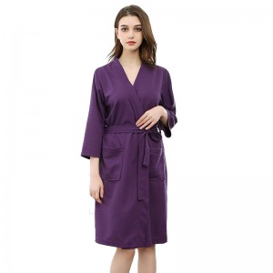 Femei Waffle Fleece Robe Culoare solidă Lungimea genunchiului Kimono pijamale