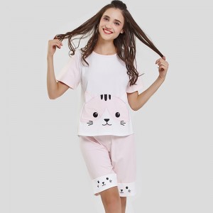 Set de pijamale din broderie pentru țesături modular din tricou pentru femei